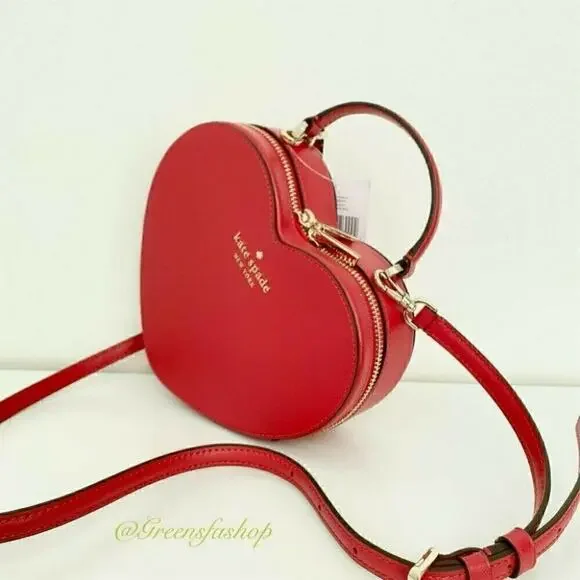 NWT Kate Spade Love Shack Heart Crossbody Purse Leather Candied Cherry Red - Picture 11 of 12